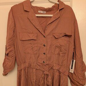 NWT - DEX Tiered Collared and Buttoned Shirtdress in Mauve/Pink | Size 1X